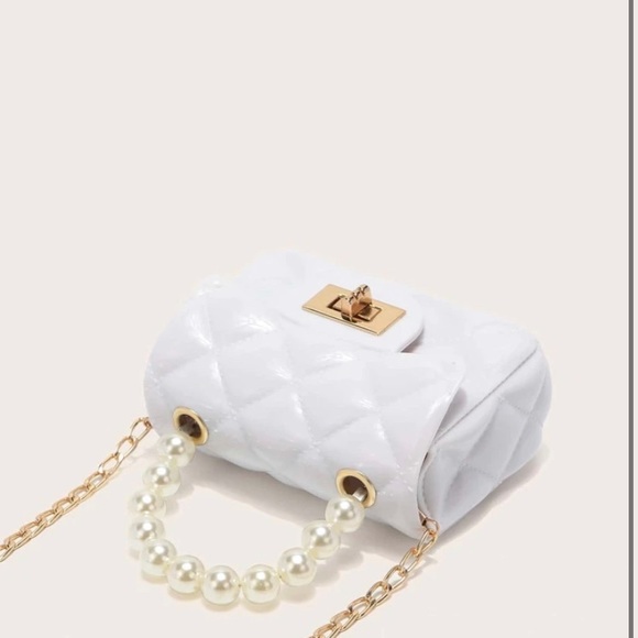 White Mini Jelly Purse- Pearl handle - Picture 3 of 3